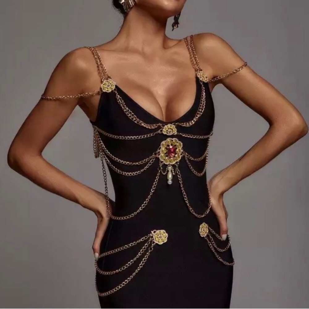 Bella Barnett Bondage Dress with Chain Detail